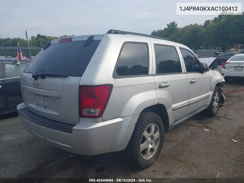 2010 Jeep Grand Cherokee Laredo VIN: 1J4PR4GKXAC100412 Lot: 40344694