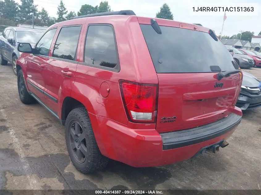 2010 Jeep Grand Cherokee Laredo VIN: 1J4RR4GT1AC151363 Lot: 40414387