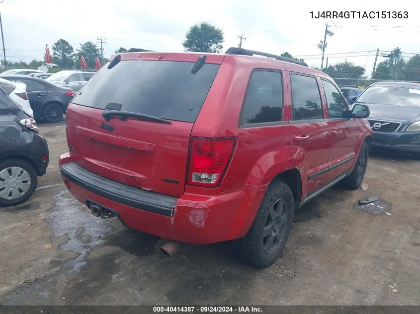 2010 Jeep Grand Cherokee Laredo VIN: 1J4RR4GT1AC151363 Lot: 40414387