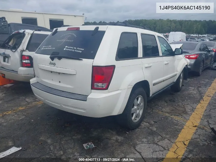 2010 Jeep Grand Cherokee Laredo VIN: 1J4PS4GK6AC145190 Lot: 40437713