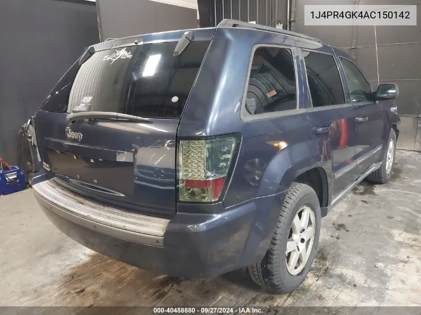 1J4PR4GK4AC150142 2010 Jeep Grand Cherokee Laredo