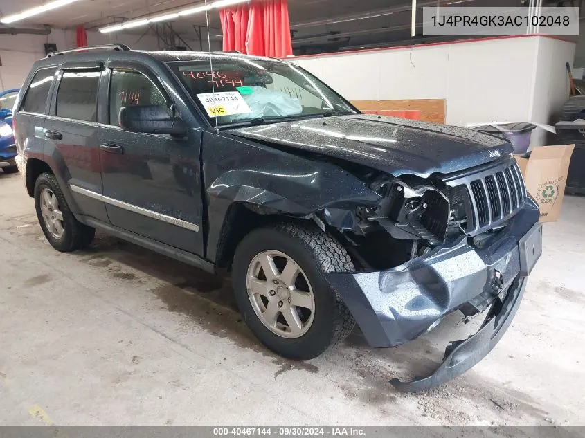 2010 Jeep Grand Cherokee Laredo VIN: 1J4PR4GK3AC102048 Lot: 40467144