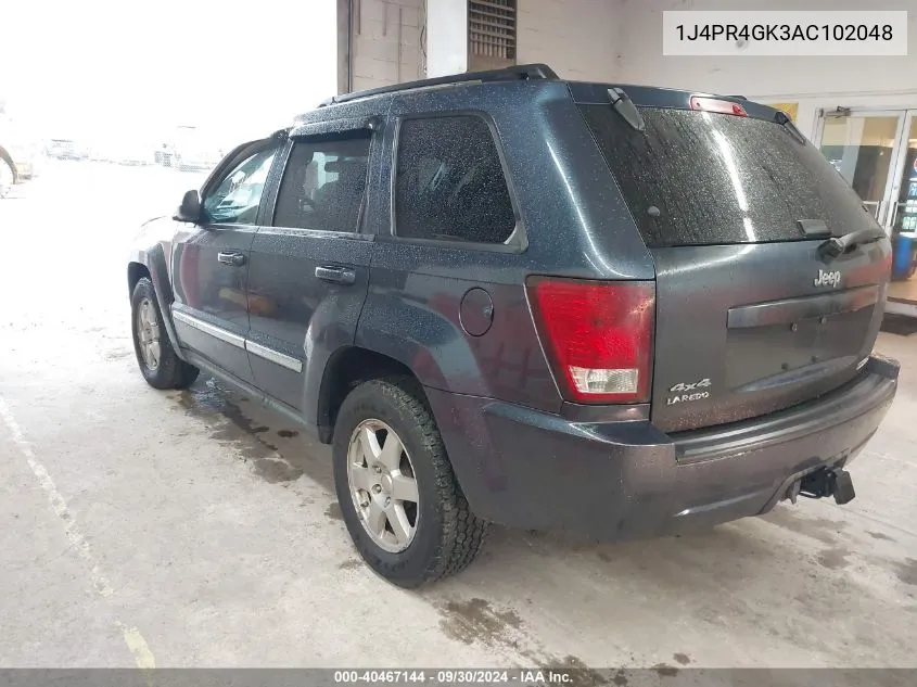 2010 Jeep Grand Cherokee Laredo VIN: 1J4PR4GK3AC102048 Lot: 40467144