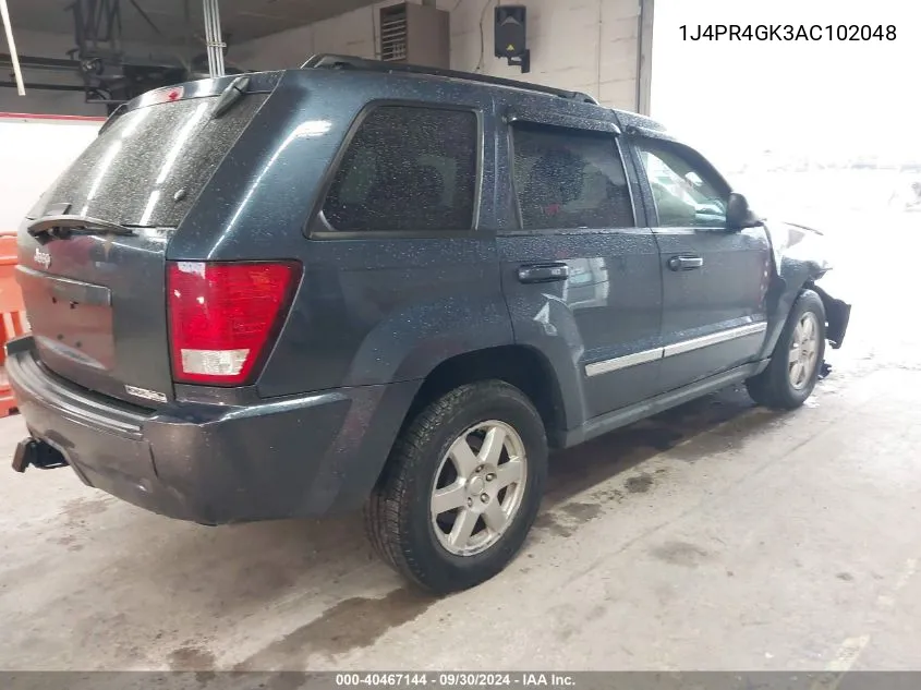 2010 Jeep Grand Cherokee Laredo VIN: 1J4PR4GK3AC102048 Lot: 40467144