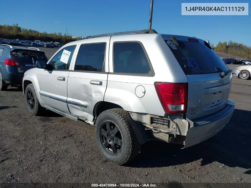 1J4PR4GK4AC111129 2010 Jeep Grand Cherokee Laredo