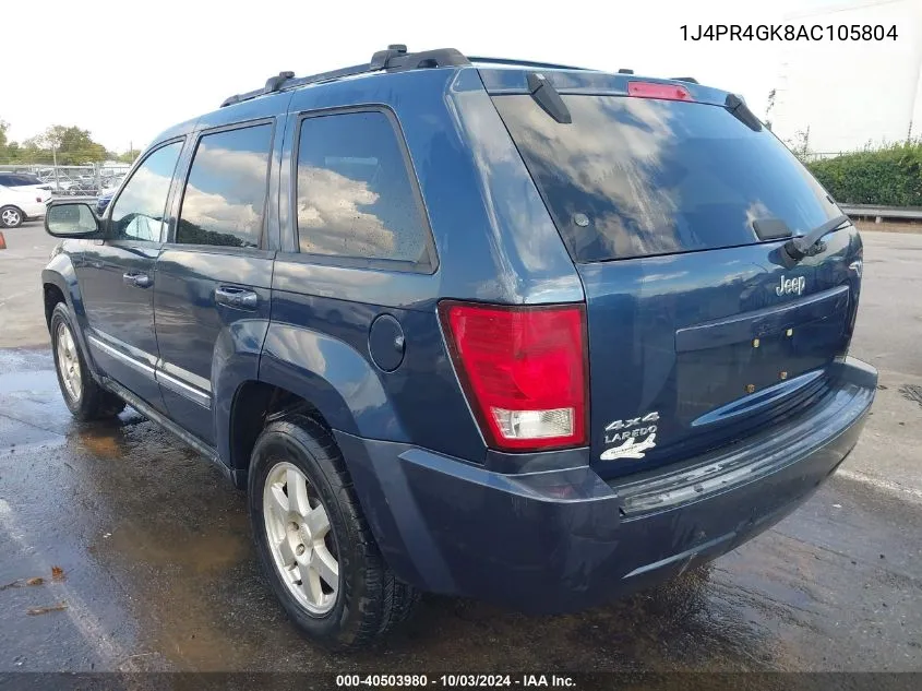 1J4PR4GK8AC105804 2010 Jeep Grand Cherokee Laredo