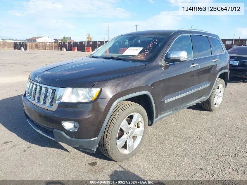 2011 Jeep Grand Cherokee Overland VIN: 1J4RR6GT2BC647012 Lot: 40463957