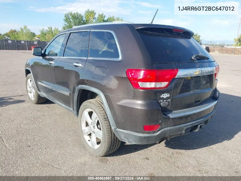 1J4RR6GT2BC647012 2011 Jeep Grand Cherokee Overland