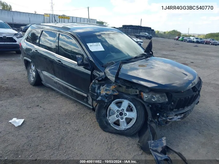 1J4RR4GG3BC540770 2011 Jeep Grand Cherokee Laredo