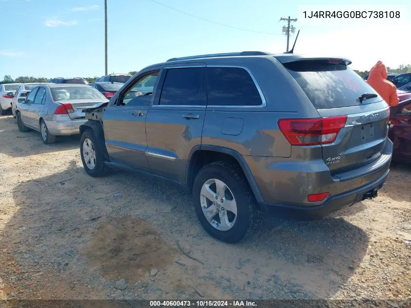 2011 Jeep Grand Cherokee Laredo VIN: 1J4RR4GG0BC738108 Lot: 40600473