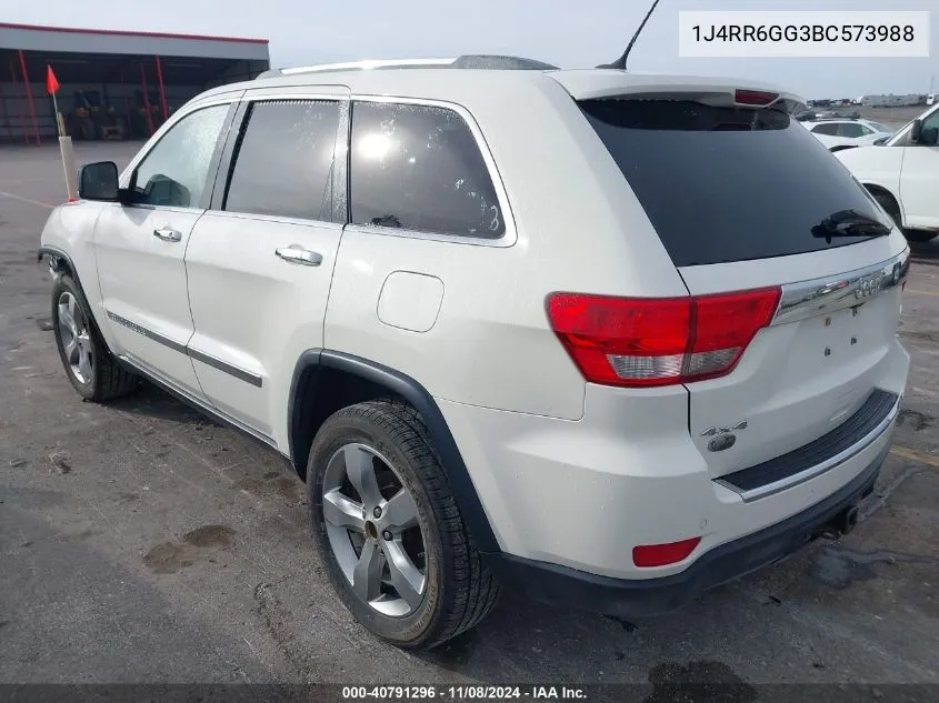 2011 Jeep Grand Cherokee Overland VIN: 1J4RR6GG3BC573988 Lot: 40791296