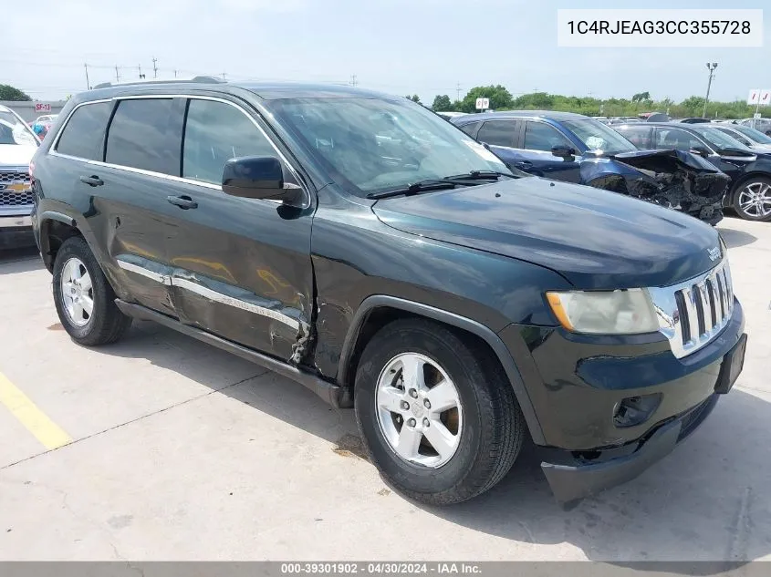 2012 Jeep Grand Cherokee Laredo VIN: 1C4RJEAG3CC355728 Lot: 39301902