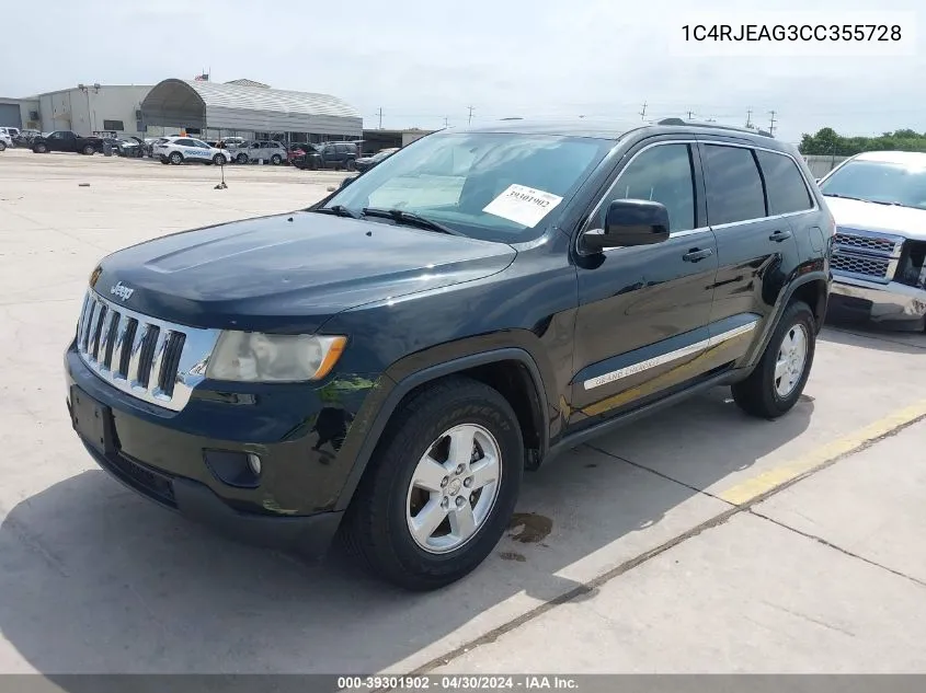 2012 Jeep Grand Cherokee Laredo VIN: 1C4RJEAG3CC355728 Lot: 39301902