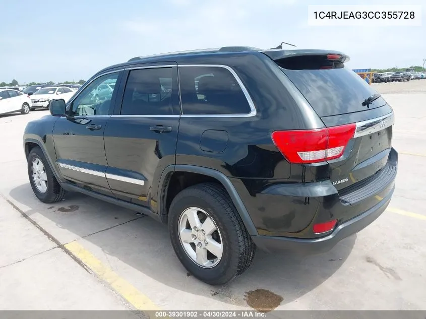 2012 Jeep Grand Cherokee Laredo VIN: 1C4RJEAG3CC355728 Lot: 39301902