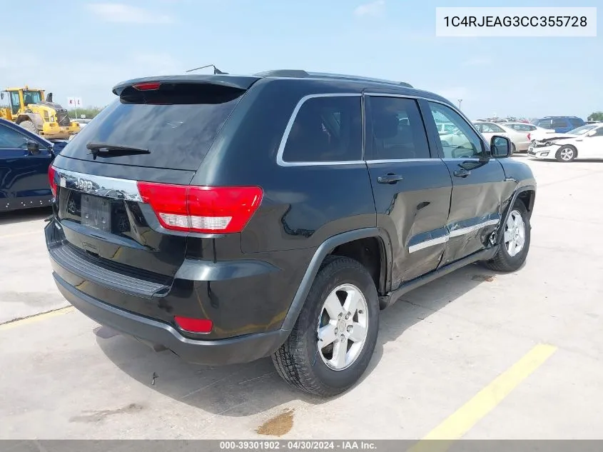 2012 Jeep Grand Cherokee Laredo VIN: 1C4RJEAG3CC355728 Lot: 39301902