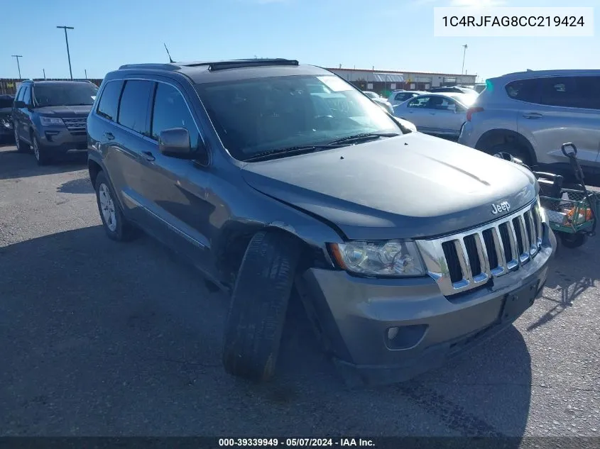 1C4RJFAG8CC219424 2012 Jeep Grand Cherokee Laredo