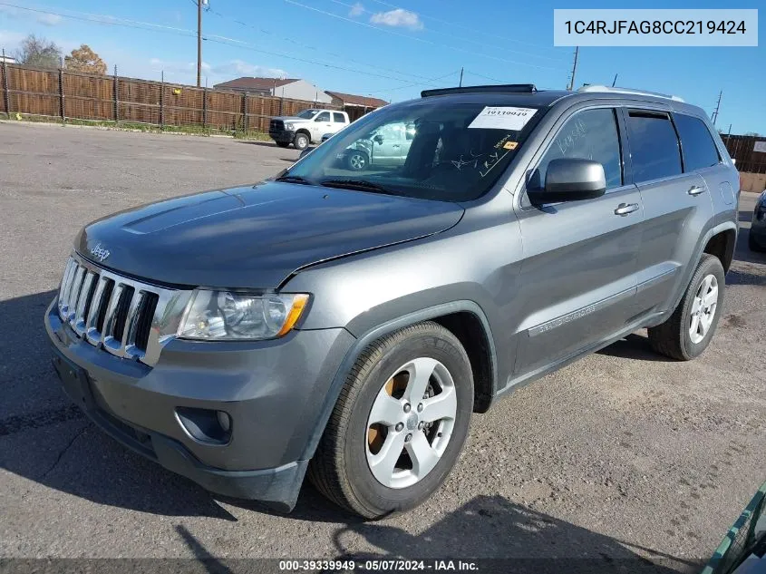 1C4RJFAG8CC219424 2012 Jeep Grand Cherokee Laredo