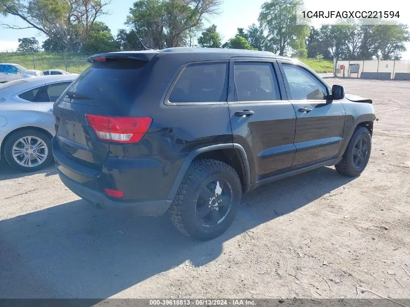 2012 Jeep Grand Cherokee Laredo VIN: 1C4RJFAGXCC221594 Lot: 39618813