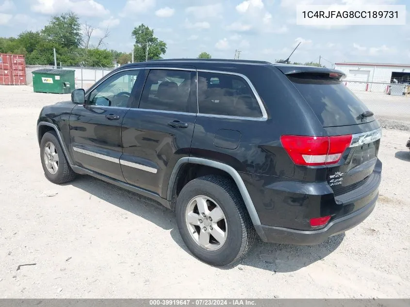 1C4RJFAG8CC189731 2012 Jeep Grand Cherokee Laredo