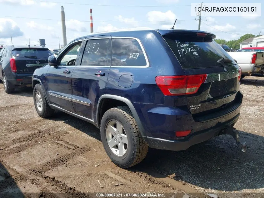 2012 Jeep Grand Cherokee Laredo VIN: 1C4RJFAGXCC160151 Lot: 39967321