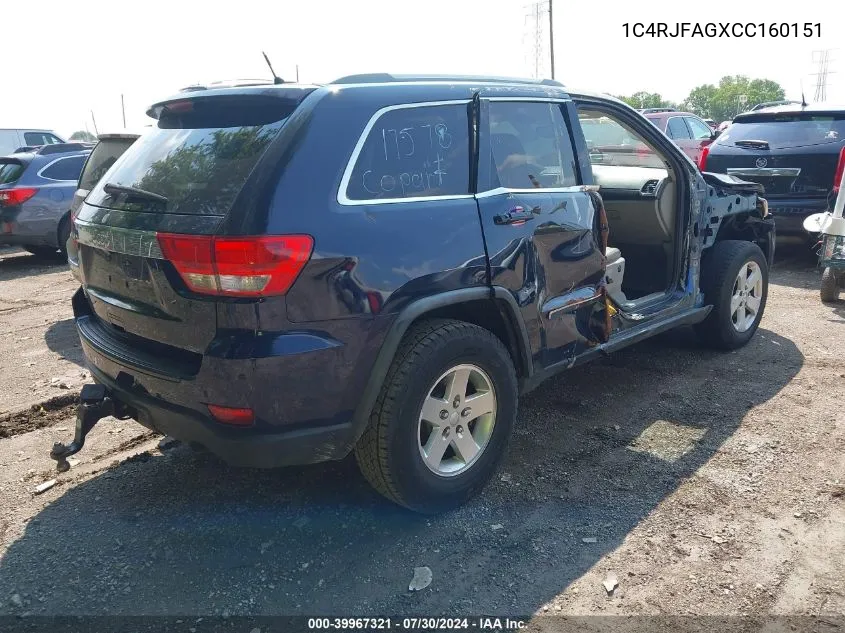 1C4RJFAGXCC160151 2012 Jeep Grand Cherokee Laredo