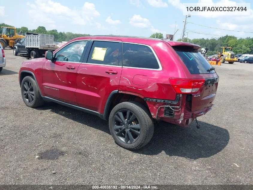 2012 Jeep Grand Cherokee Laredo VIN: 1C4RJFAGXCC327494 Lot: 40035192