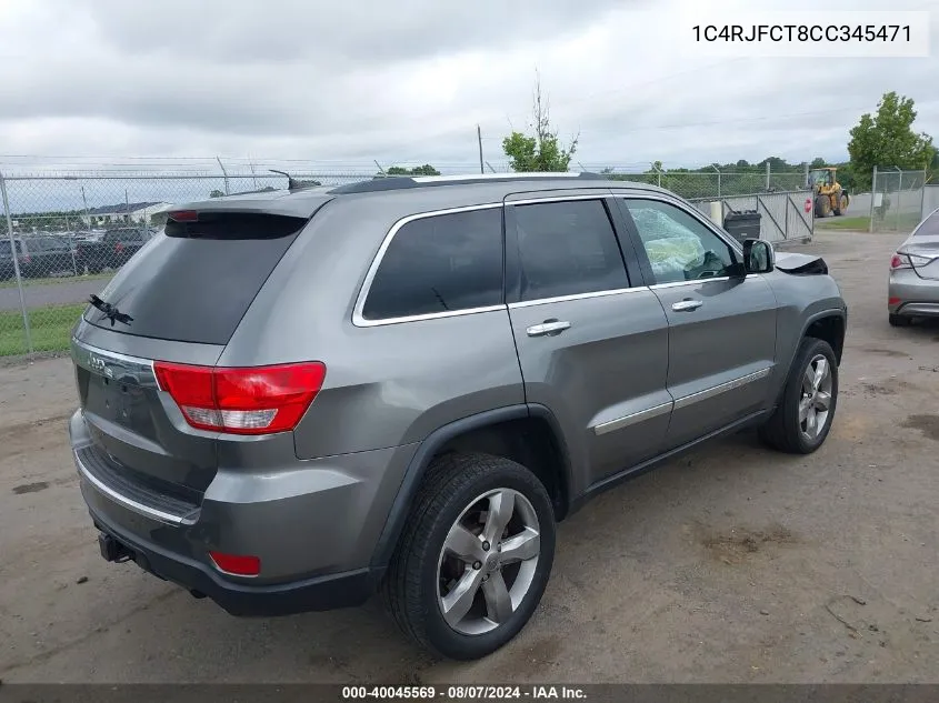 2012 Jeep Grand Cherokee Overland VIN: 1C4RJFCT8CC345471 Lot: 40045569