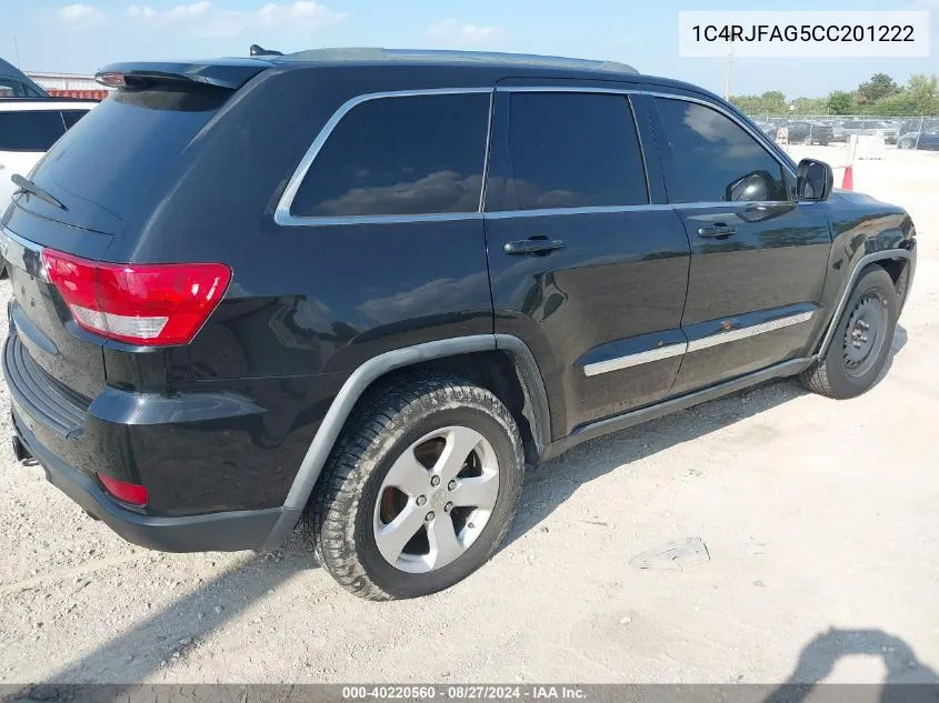 2012 Jeep Grand Cherokee Laredo VIN: 1C4RJFAG5CC201222 Lot: 40220560