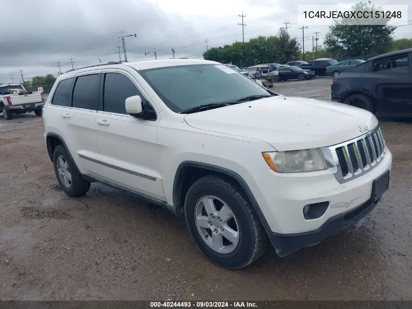 2012 Jeep Grand Cherokee Laredo VIN: 1C4RJEAGXCC151248 Lot: 40244493