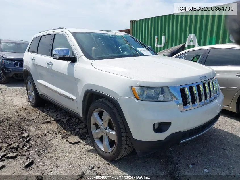 2012 Jeep Grand Cherokee Overland VIN: 1C4RJECG2CC354700 Lot: 40248077