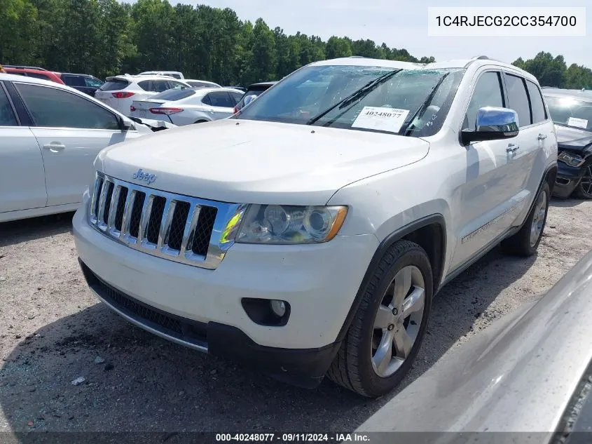 1C4RJECG2CC354700 2012 Jeep Grand Cherokee Overland