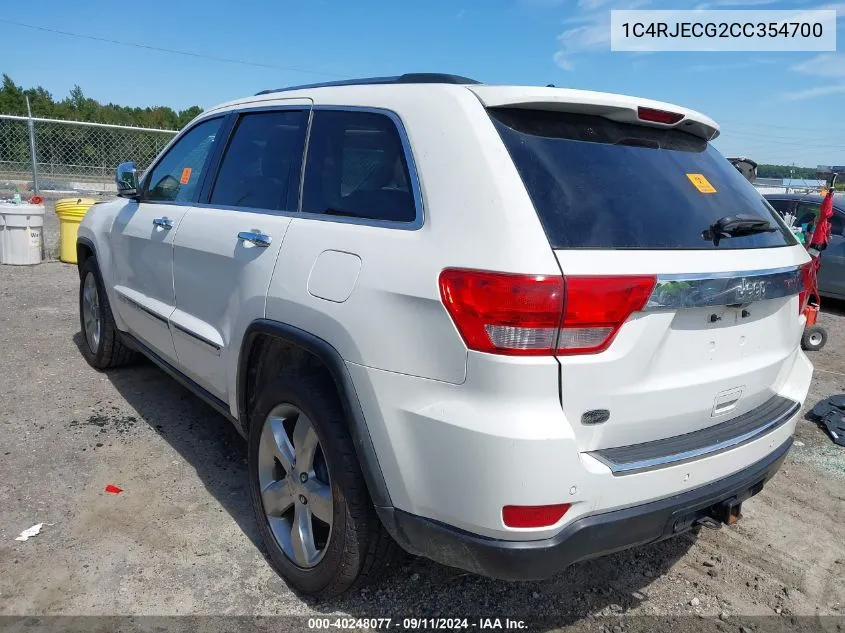 2012 Jeep Grand Cherokee Overland VIN: 1C4RJECG2CC354700 Lot: 40248077