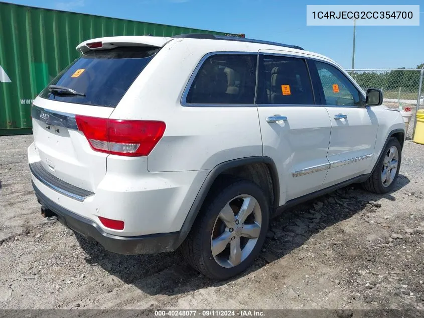 1C4RJECG2CC354700 2012 Jeep Grand Cherokee Overland