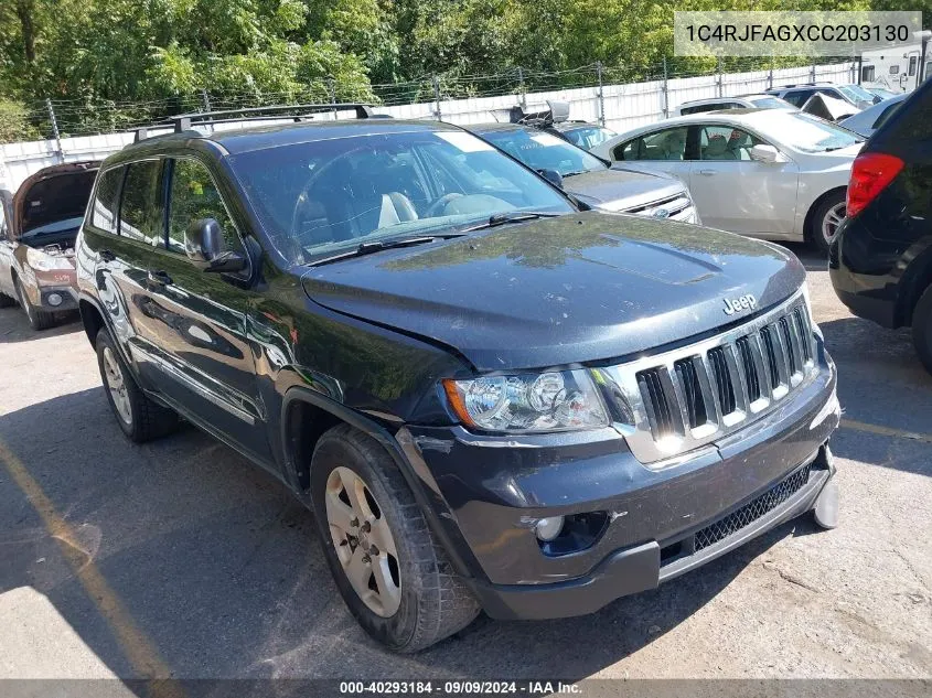 2012 Jeep Grand Cherokee Laredo VIN: 1C4RJFAGXCC203130 Lot: 40293184