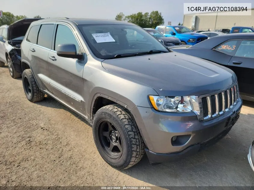 2012 Jeep Grand Cherokee Laredo VIN: 1C4RJFAG7CC108394 Lot: 40310669