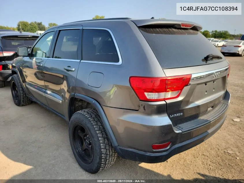 2012 Jeep Grand Cherokee Laredo VIN: 1C4RJFAG7CC108394 Lot: 40310669