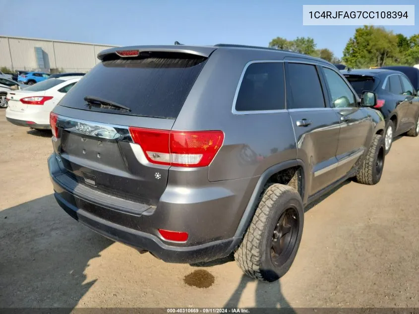 2012 Jeep Grand Cherokee Laredo VIN: 1C4RJFAG7CC108394 Lot: 40310669