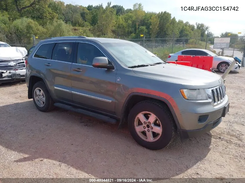 2012 Jeep Grand Cherokee Laredo VIN: 1C4RJFAG3CC154742 Lot: 40344821