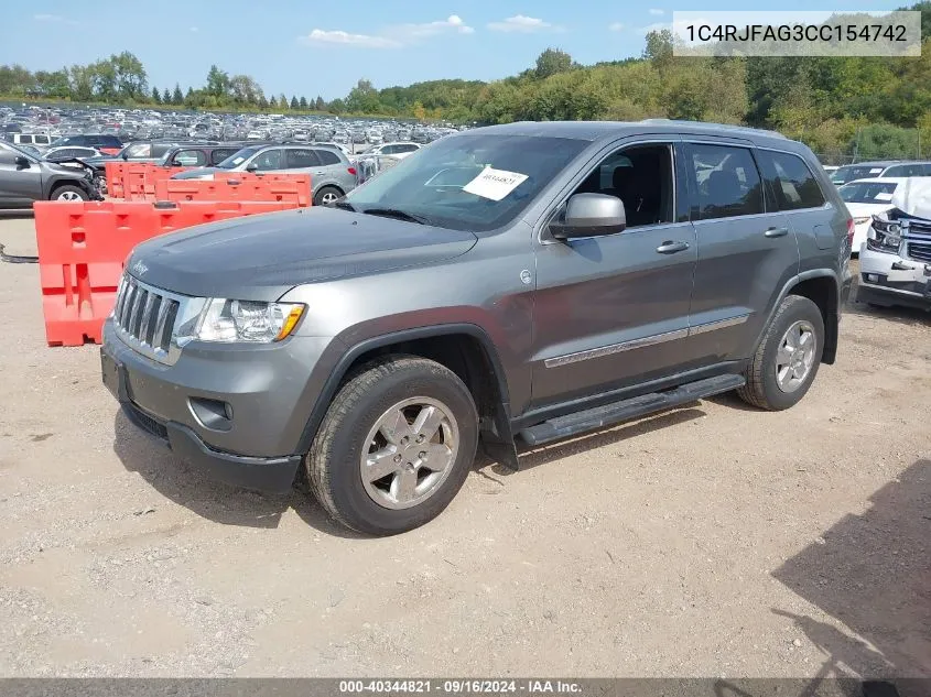 2012 Jeep Grand Cherokee Laredo VIN: 1C4RJFAG3CC154742 Lot: 40344821