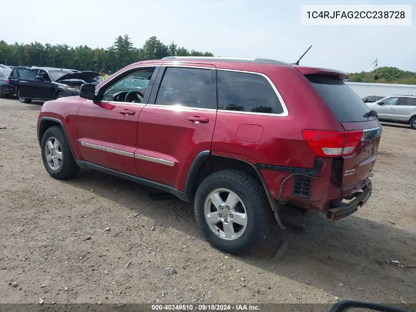 2012 Jeep Grand Cherokee Laredo VIN: 1C4RJFAG2CC238728 Lot: 40349510