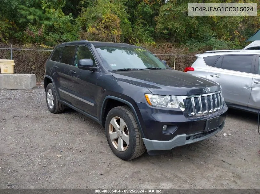 2012 Jeep Grand Cherokee Laredo VIN: 1C4RJFAG1CC315024 Lot: 40385454