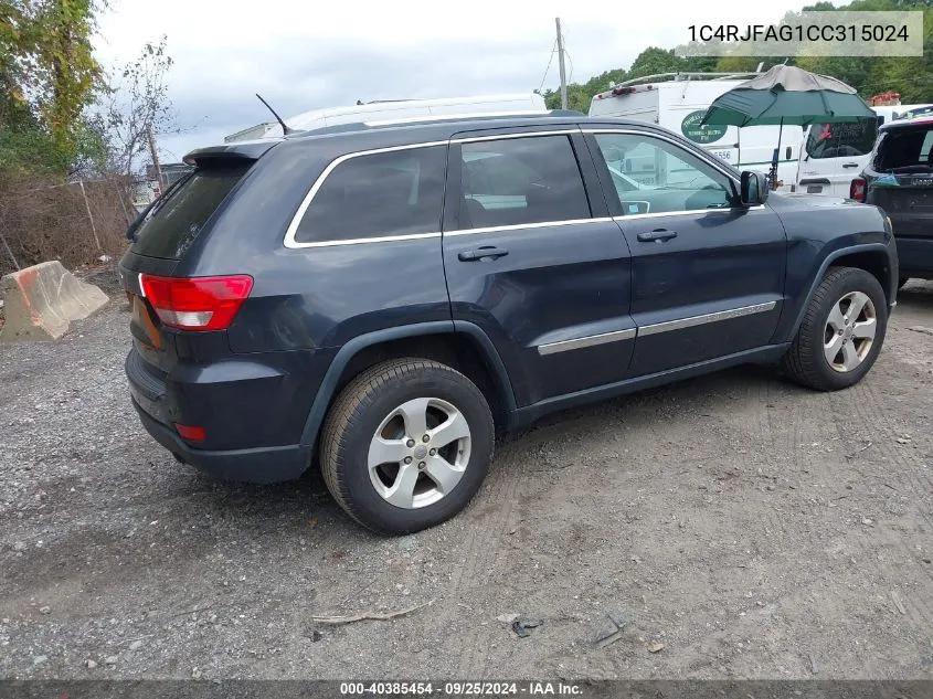 2012 Jeep Grand Cherokee Laredo VIN: 1C4RJFAG1CC315024 Lot: 40385454