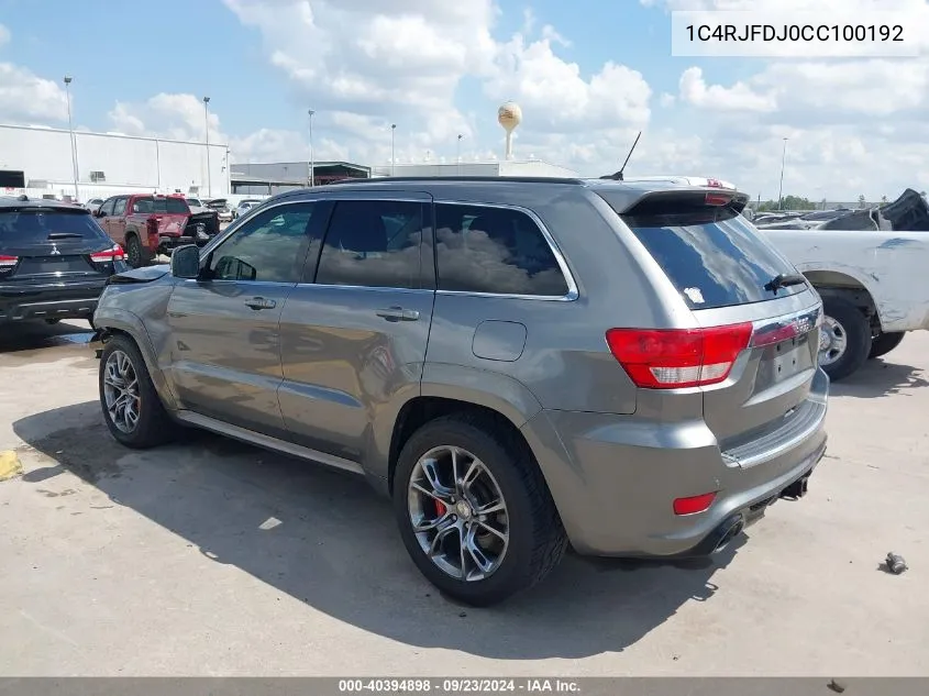 2012 Jeep Grand Cherokee Srt8 VIN: 1C4RJFDJ0CC100192 Lot: 40394898