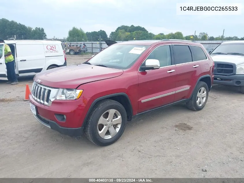 2012 Jeep Grand Cherokee Limited VIN: 1C4RJEBG0CC265533 Lot: 40403135