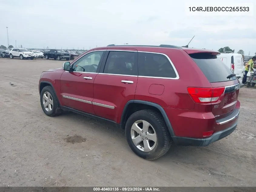 2012 Jeep Grand Cherokee Limited VIN: 1C4RJEBG0CC265533 Lot: 40403135