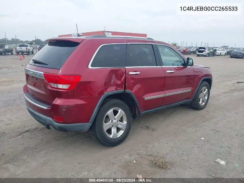 2012 Jeep Grand Cherokee Limited VIN: 1C4RJEBG0CC265533 Lot: 40403135