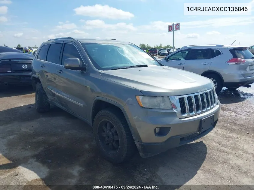 2012 Jeep Grand Cherokee Laredo VIN: 1C4RJEAGXCC136846 Lot: 40410475