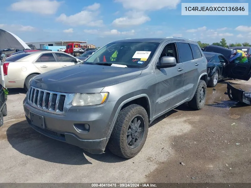 1C4RJEAGXCC136846 2012 Jeep Grand Cherokee Laredo