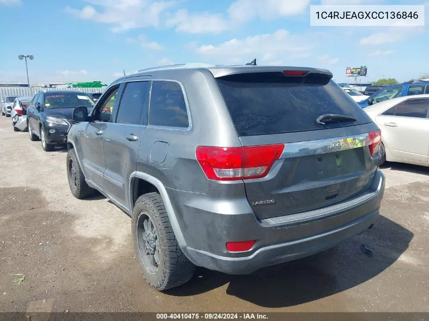 1C4RJEAGXCC136846 2012 Jeep Grand Cherokee Laredo