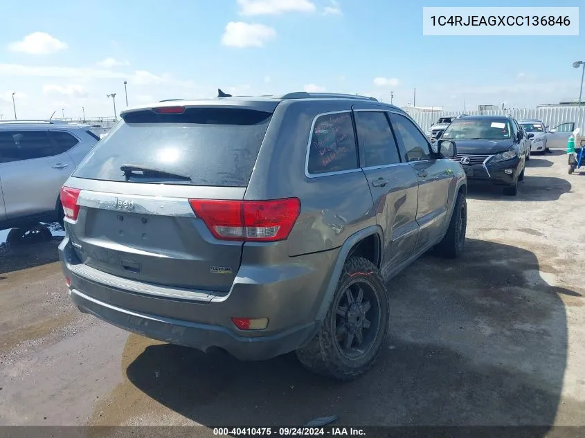 1C4RJEAGXCC136846 2012 Jeep Grand Cherokee Laredo